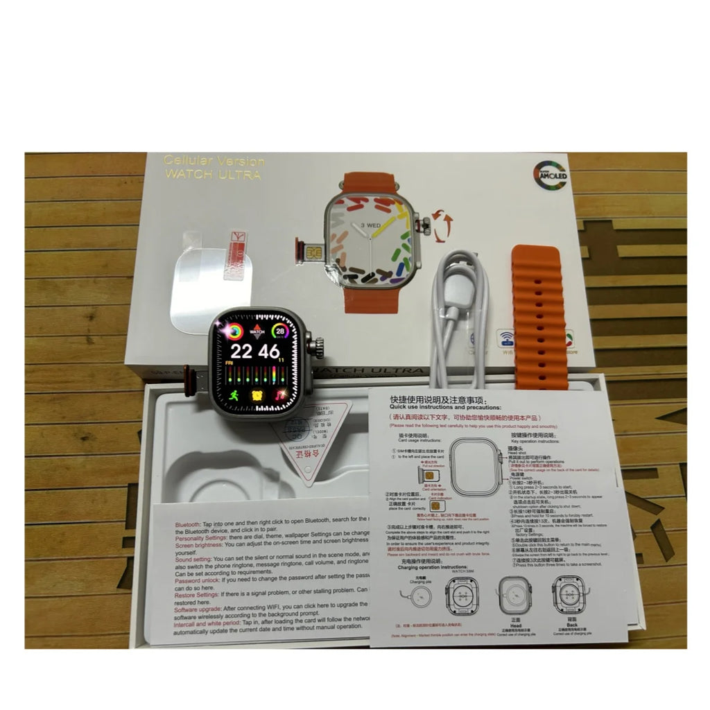 Ultra Amoled Smartwatch 4G Network Sim Card Rotary Camera