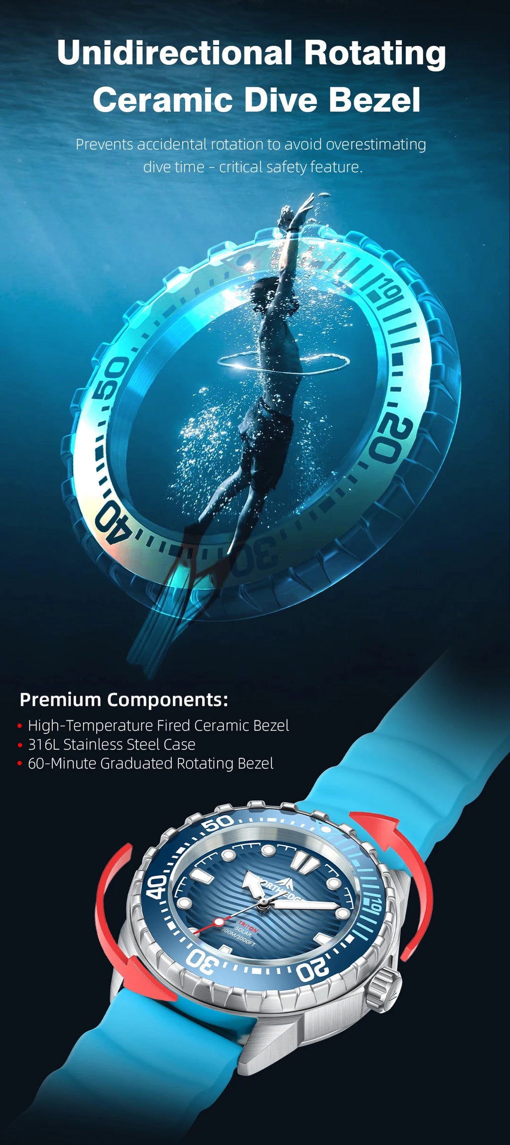 New 2025 Men Luxury Solar Dive Watch