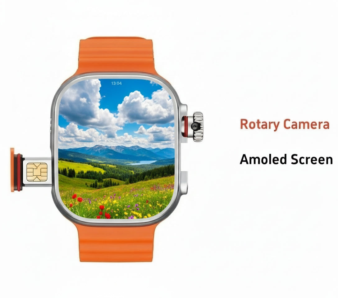 Ultra Amoled Smartwatch 4G Network Sim Card Rotary Camera