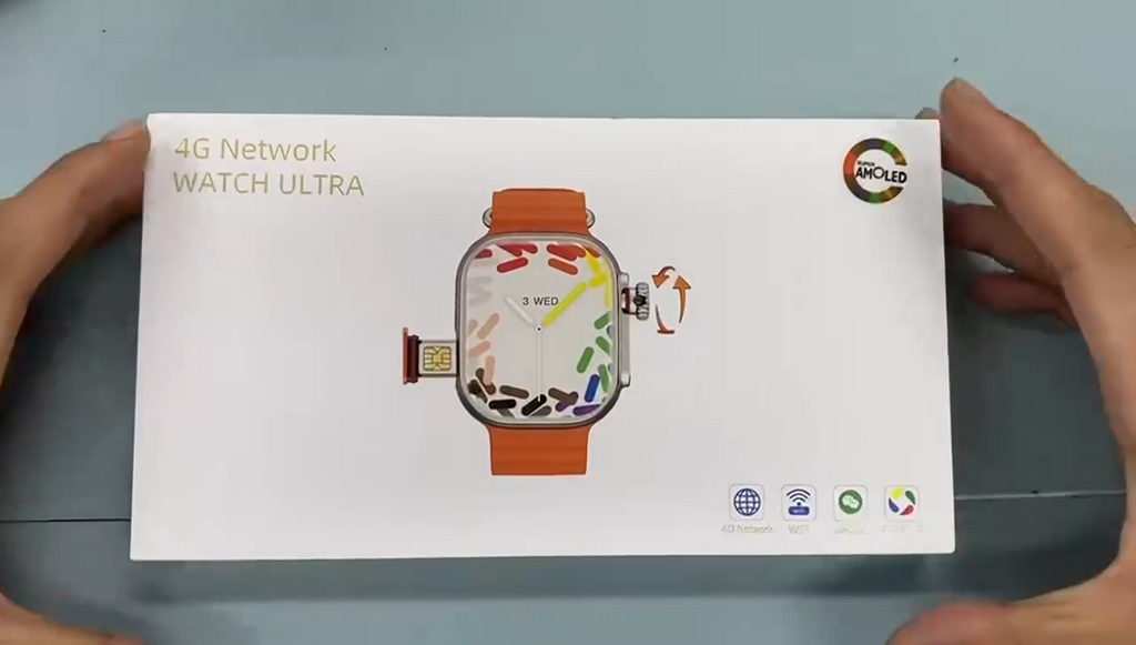 Ultra Amoled Smartwatch 4G Network Sim Card Rotary Camera